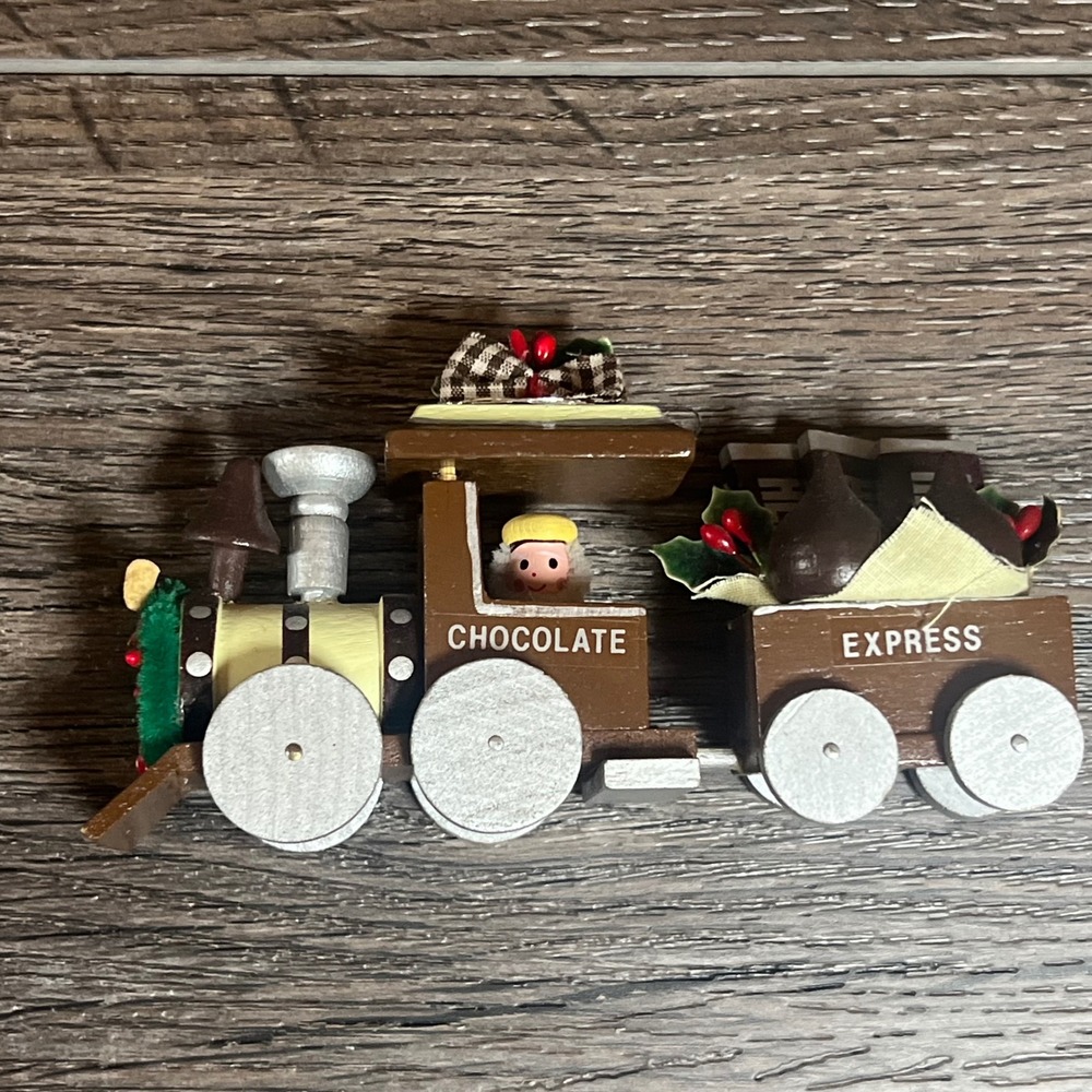Kurt S Adler Hershey's Chocolate Express Wooden Christmas Train Ornament Vintage